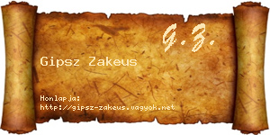 Gipsz Zakeus névjegykártya